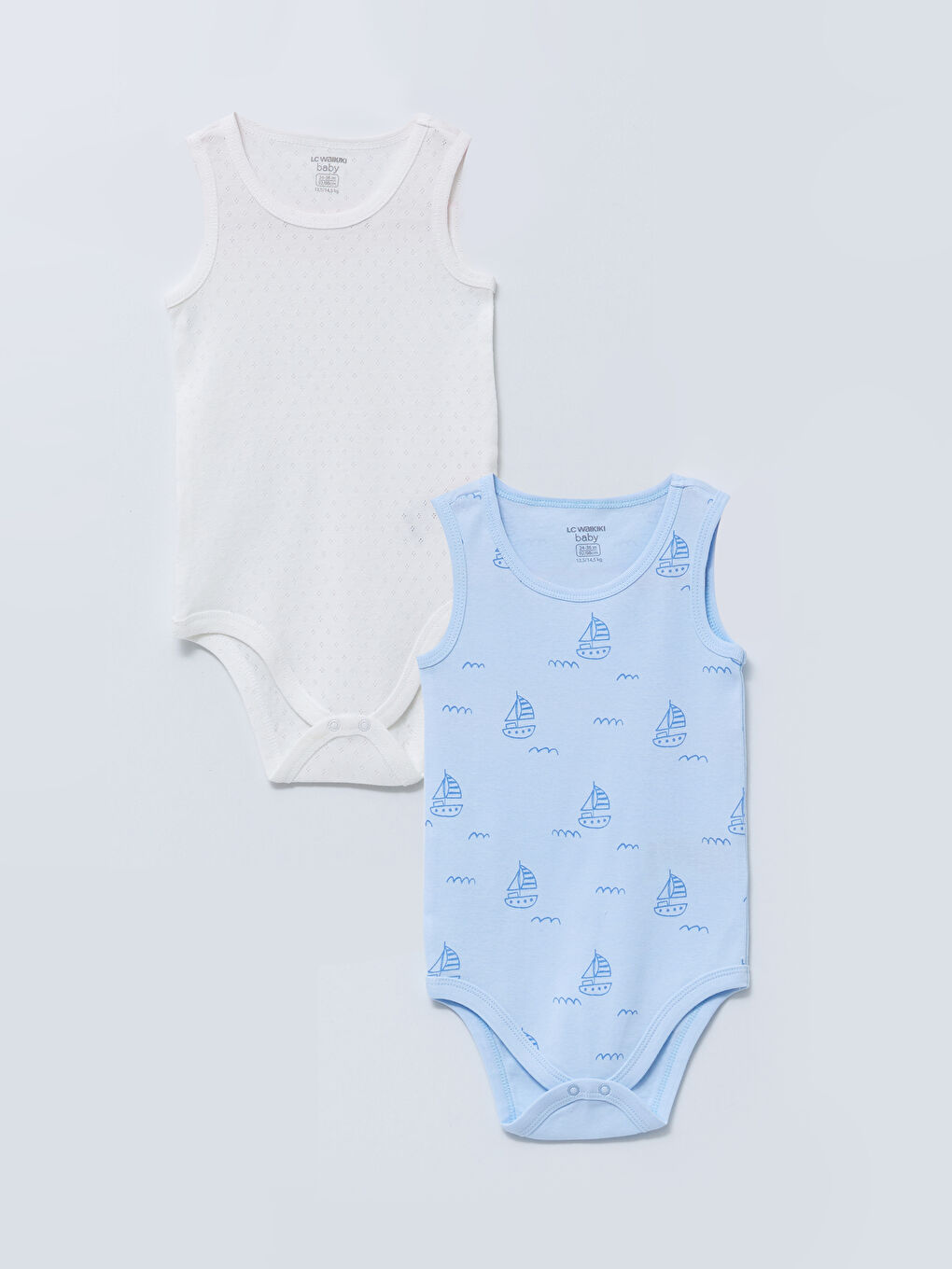 Crew Neck Baby Boy Snap Snap Bodysuit 2 Pack