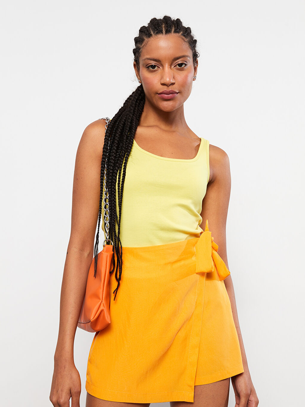 U Neck Plain Cotton Women's Singlet-1