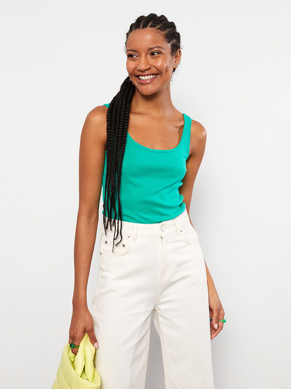 U Neck Plain Cotton Women's Singlet-2