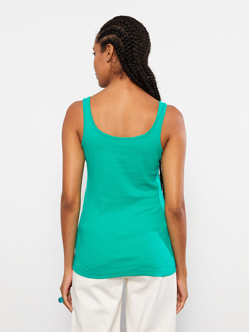 U Neck Plain Cotton Women's Singlet-4