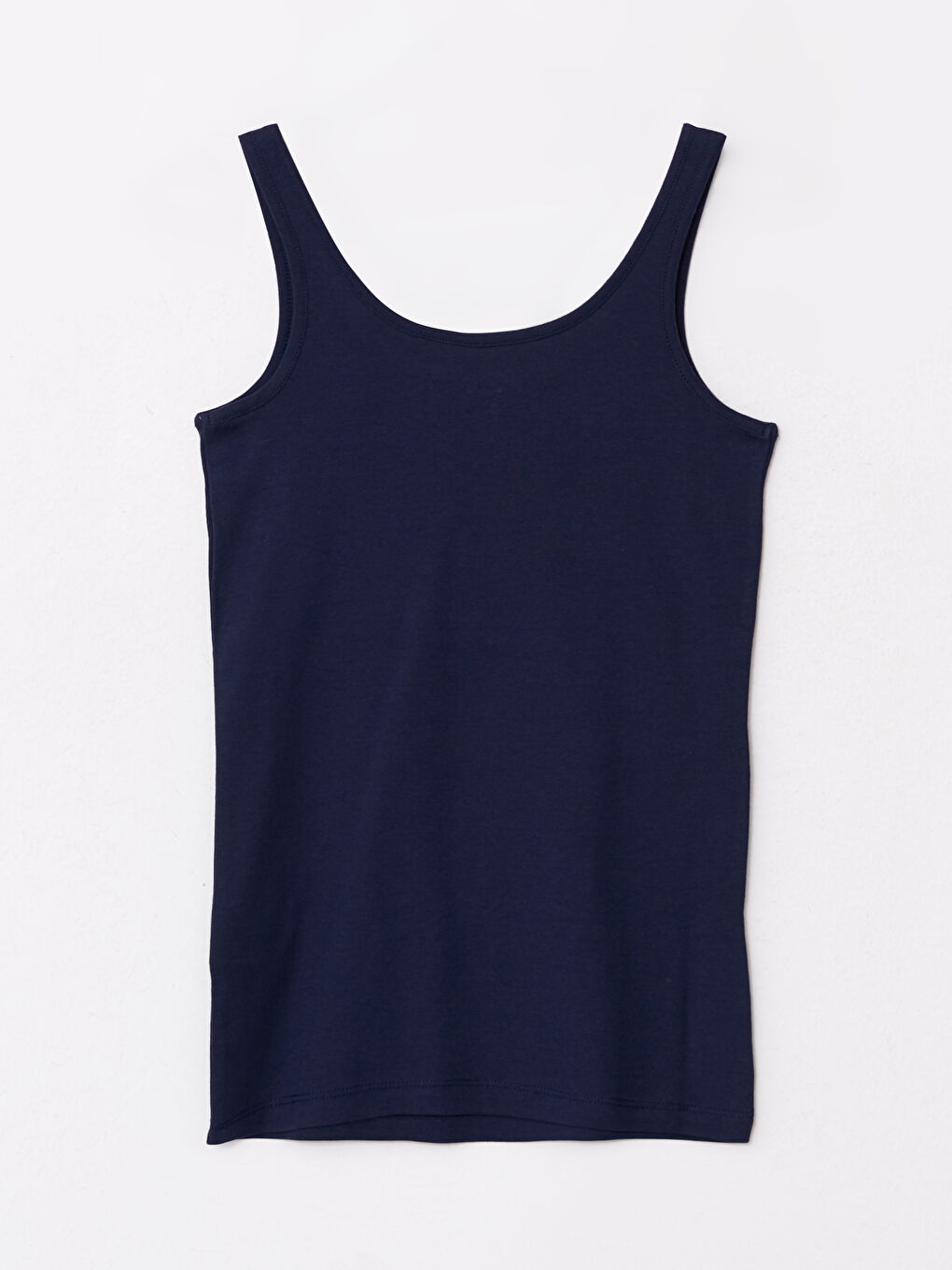 Lacivert U Yaka Düz Pamuklu Kadın Atlet-6