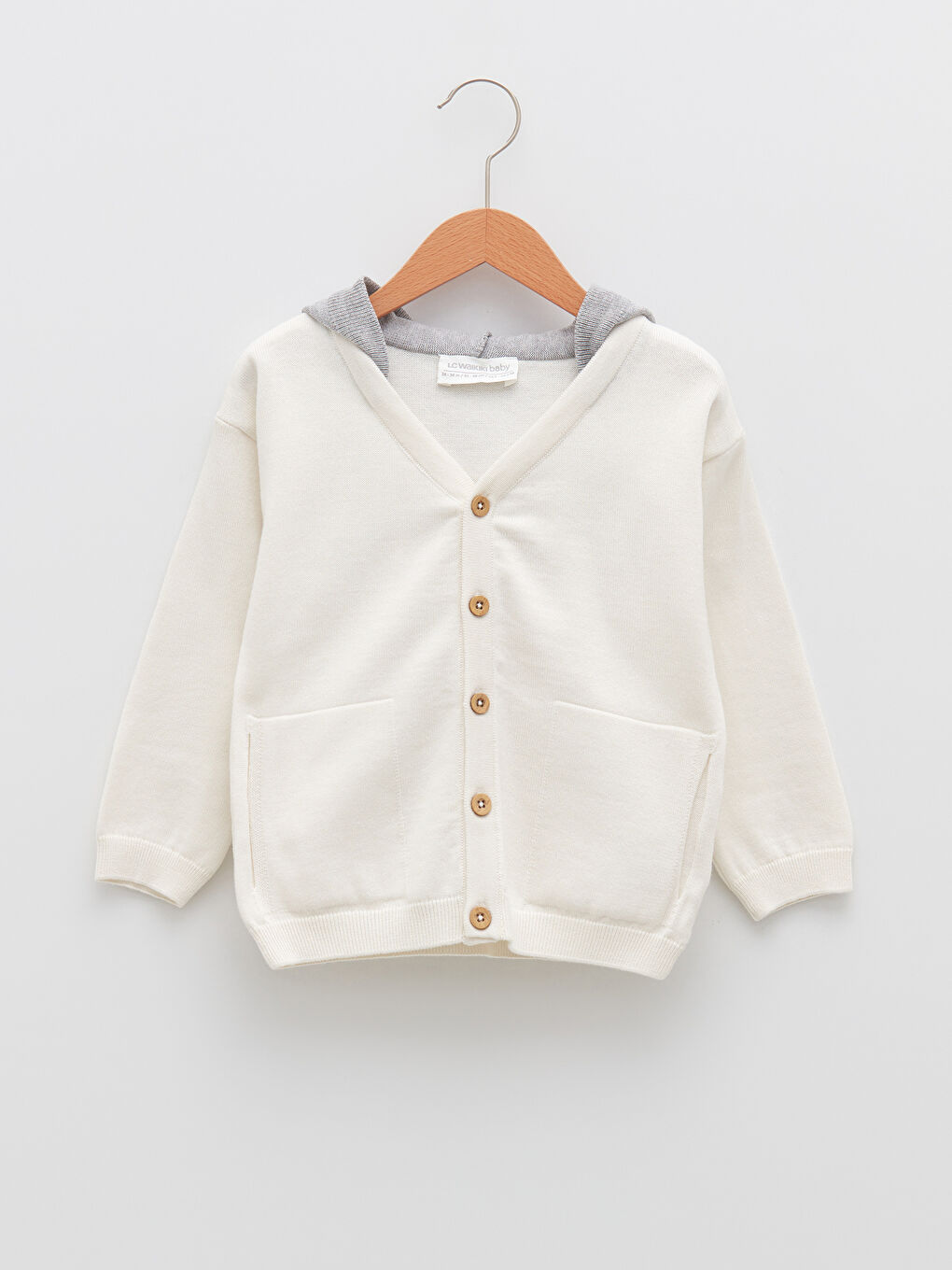 Cardigan en tricot à manches longues avec fermeture à boutons pour bébé garçon à capuche