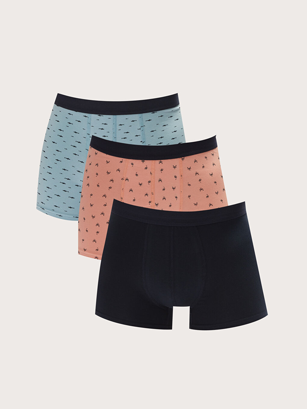 Стандартна кройка памучни еластични боксерки за мъже 3 опаковки