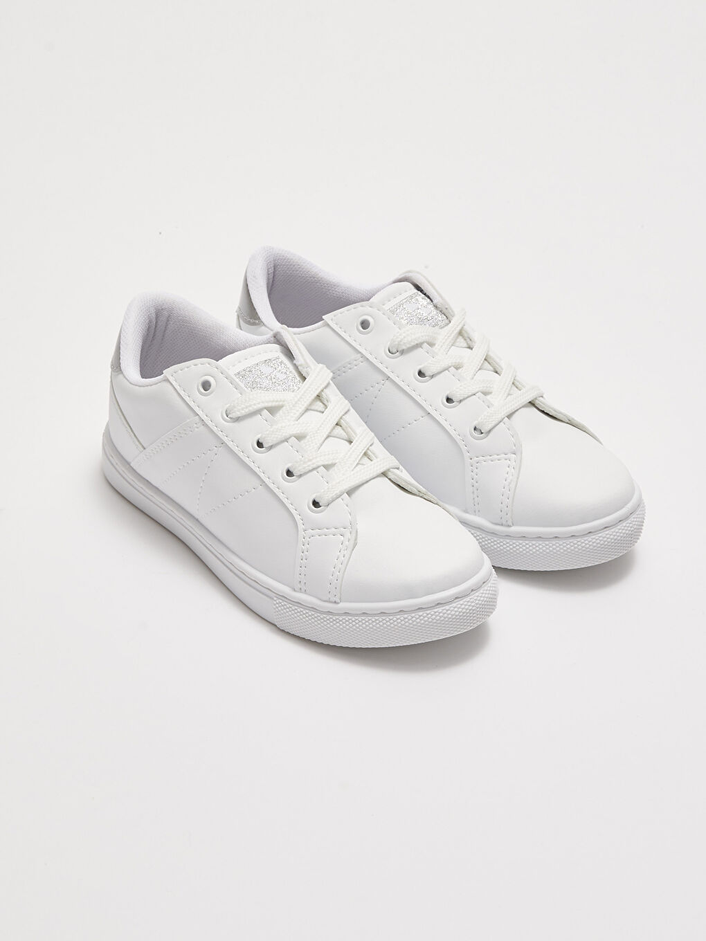 Leather Look Lace-Up Girls' Sneakers