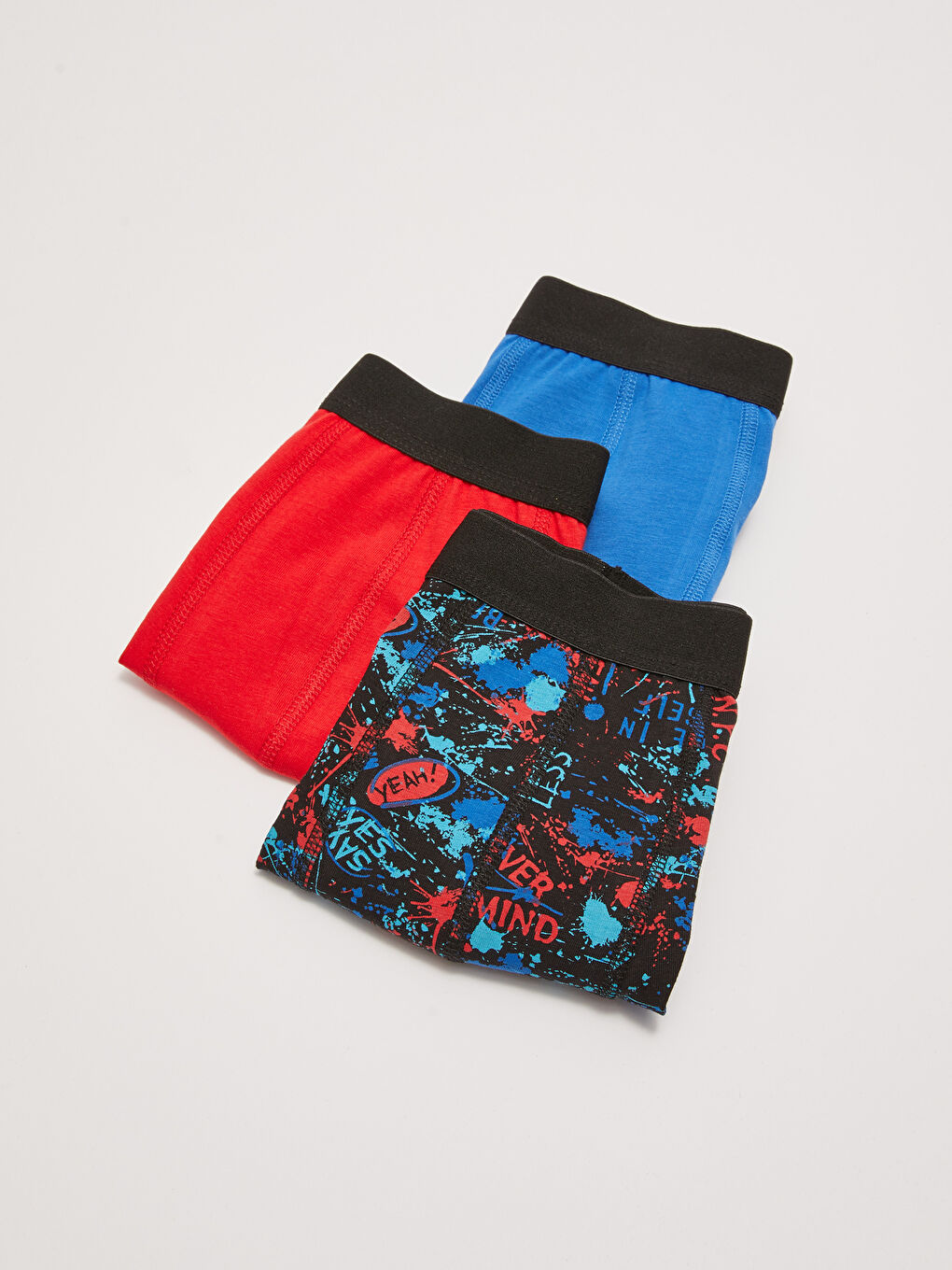 Kırmızı Standart Kalıp Pamuklu Esnek Erkek Boxer 3'lü-1