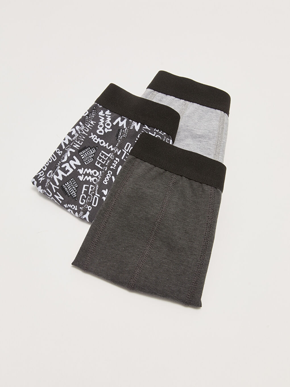 Siyah Standart Kalıp Pamuklu Esnek Erkek Boxer 3'lü-1