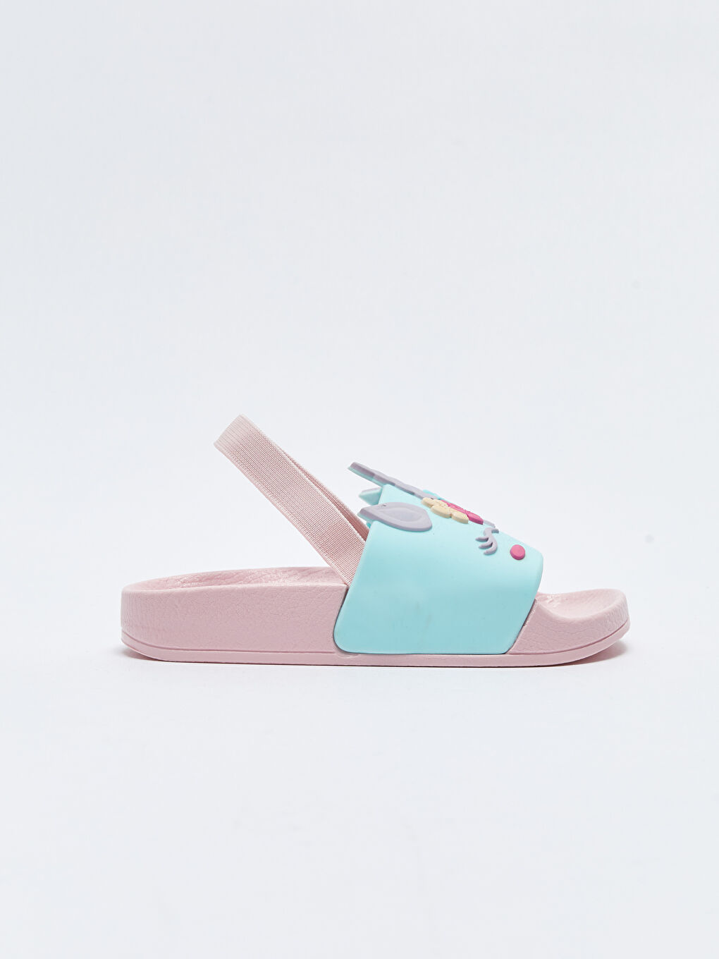 3D Patch Detailed Elastic Baby Girl Beach Slippers-1