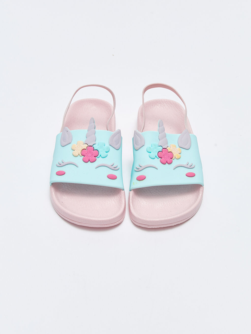 3D Patch Detailed Elastic Baby Girl Beach Slippers-2