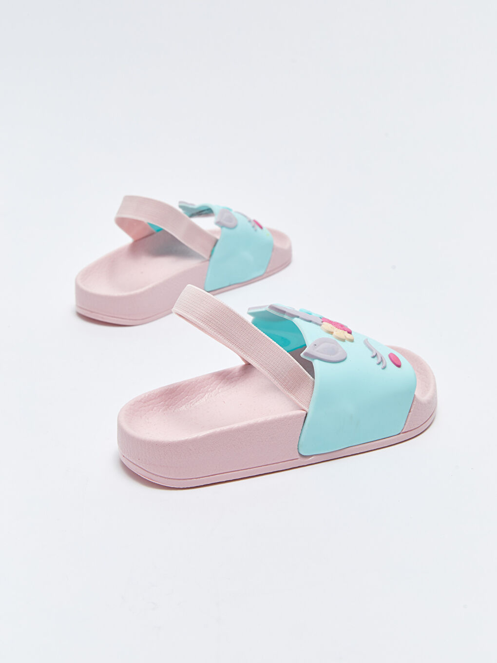 3D Patch Detailed Elastic Baby Girl Beach Slippers-4