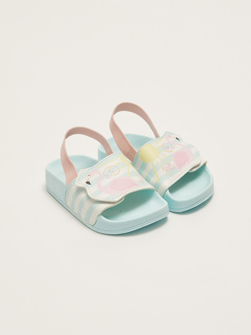 Yeşil Tek Bantlı Baskılı Kız Bebek Plaj Sandaleti