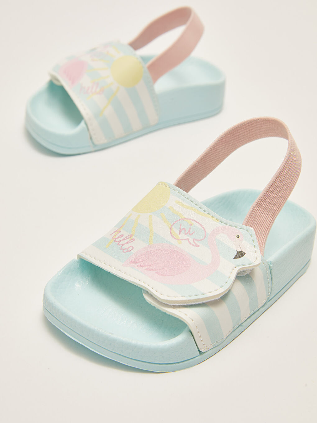 Yeşil Tek Bantlı Baskılı Kız Bebek Plaj Sandaleti-5
