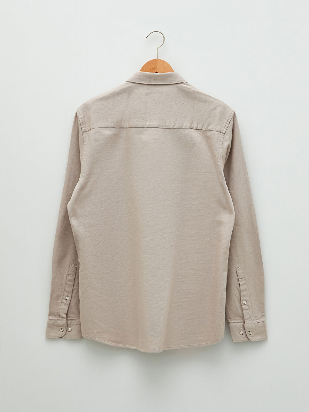 Bej Slim Fit Uzun Kollu Erkek Gömlek-6