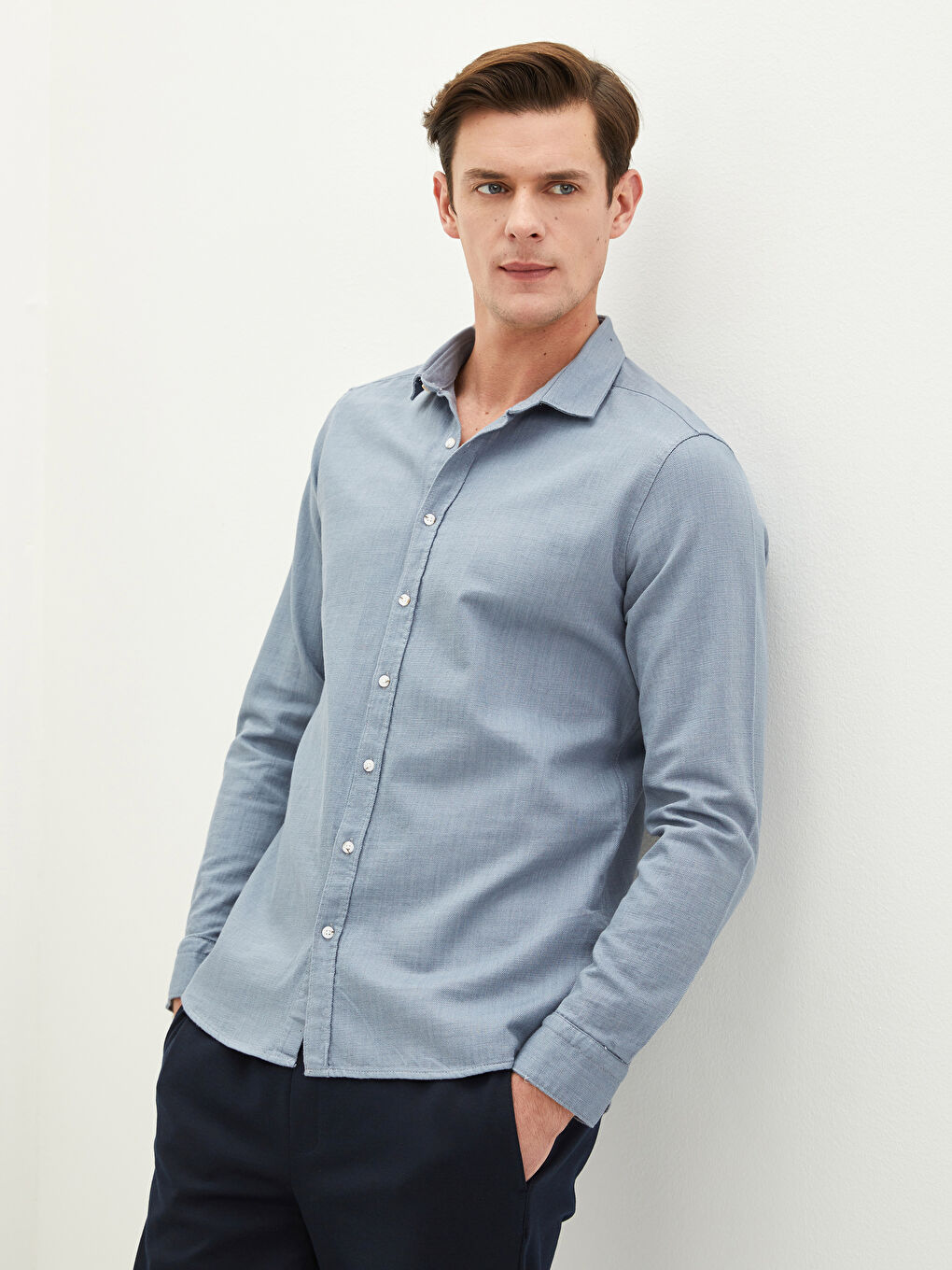 Mavi Slim Fit Uzun Kollu Erkek Gömlek