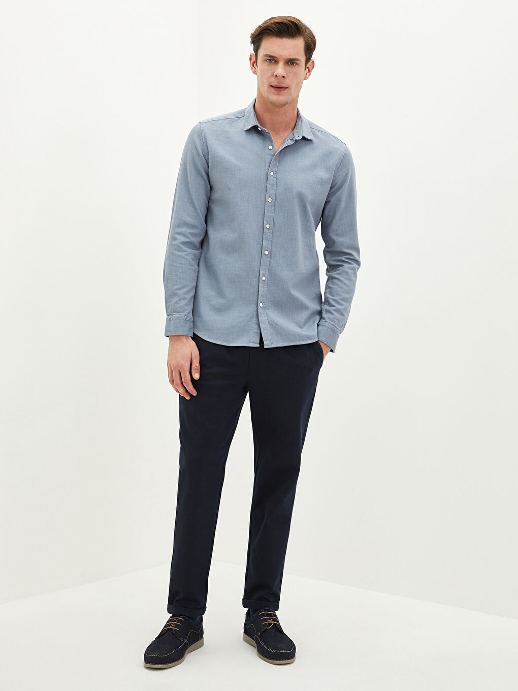 Mavi Slim Fit Uzun Kollu Erkek Gömlek-2