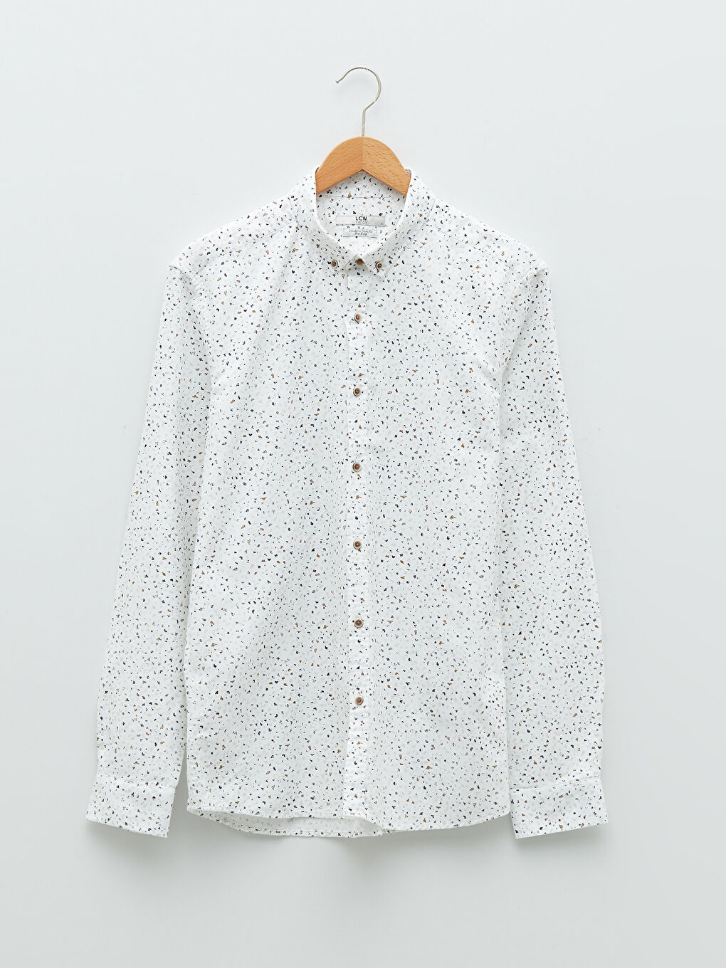 Beyaz Slim Fit Uzun Kollu Desenli Erkek Gömlek-5