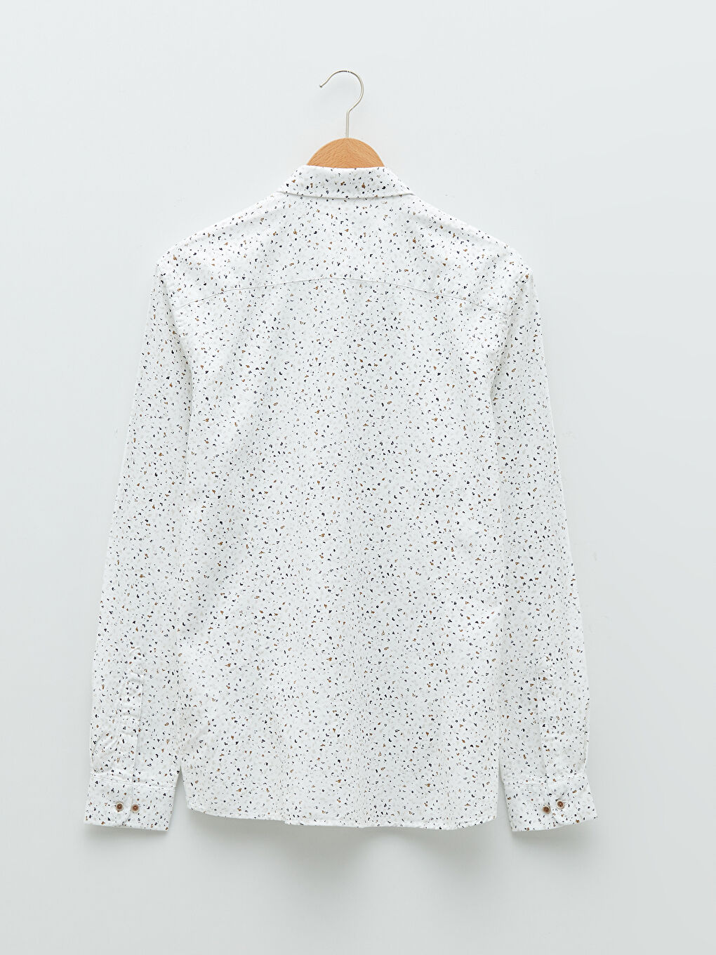 Beyaz Slim Fit Uzun Kollu Desenli Erkek Gömlek-6