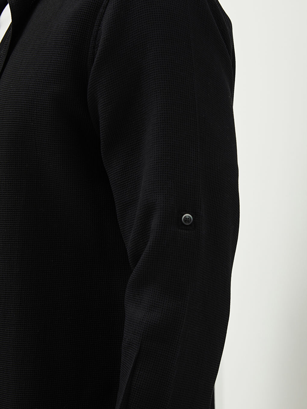 Siyah Slim Fit Uzun Kollu Erkek Gömlek-3