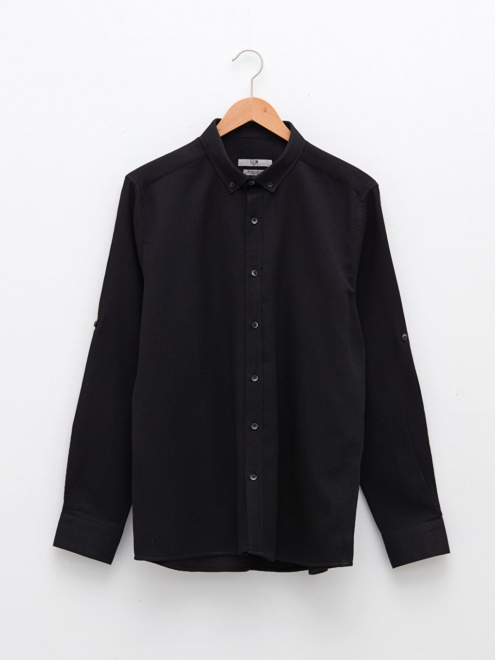 Siyah Slim Fit Uzun Kollu Erkek Gömlek-5