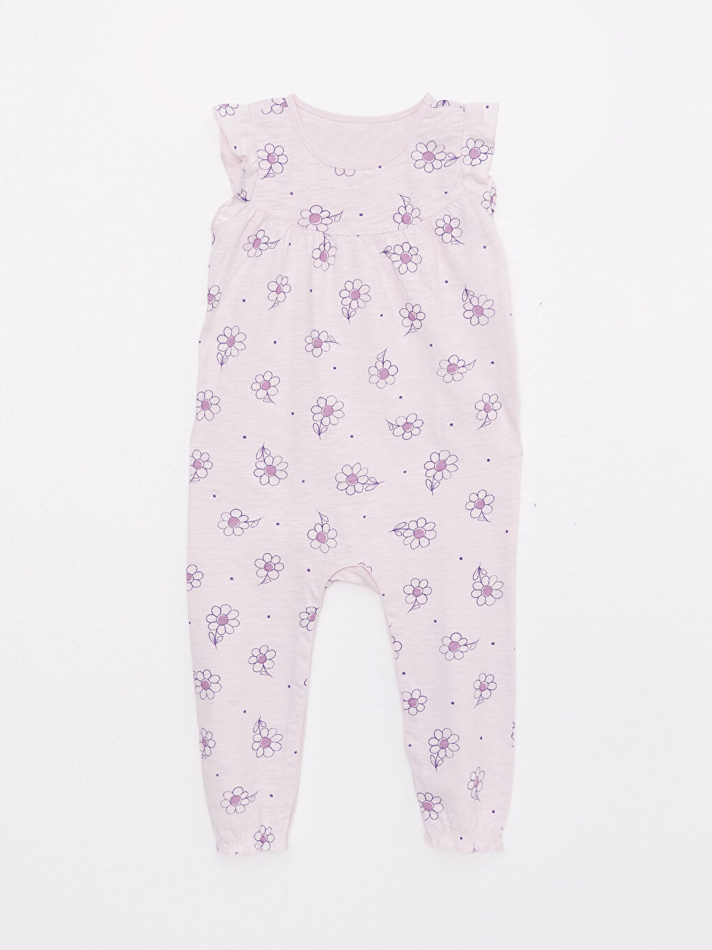 Crew Neck Printed Cotton Baby Girl Jumpsuit-1