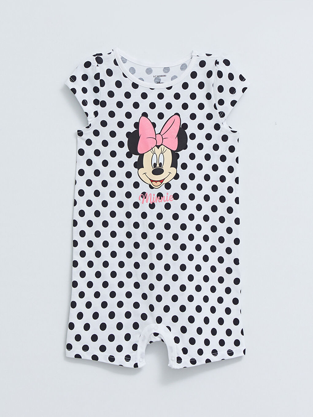 Crew Neck Short Sleeved Minnie Mouse Printed Cotton Baby Girl Rompers 2 Pack-1