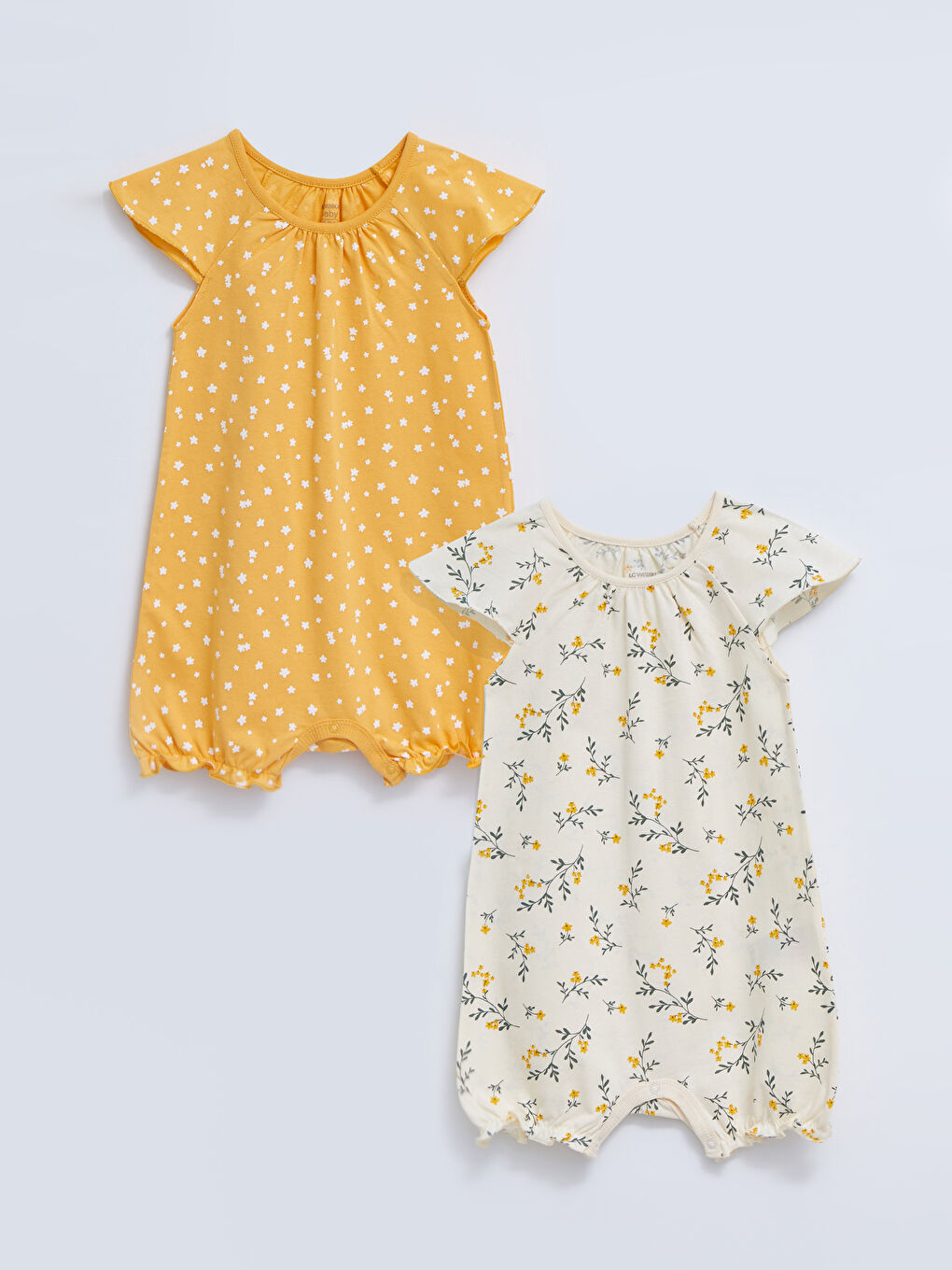 LCW baby Rundhalsausschnitt Bedruckter Baumwoll-Spielanzug Baby Mädchen 2er-Pack -S26485Z1-LRB