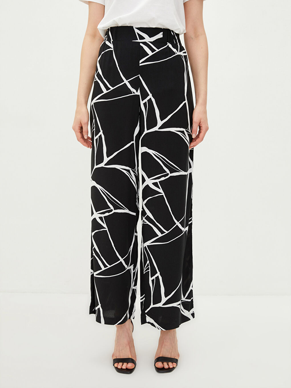 Брюки Женские Вискозные С Принтом На Резинке-4
