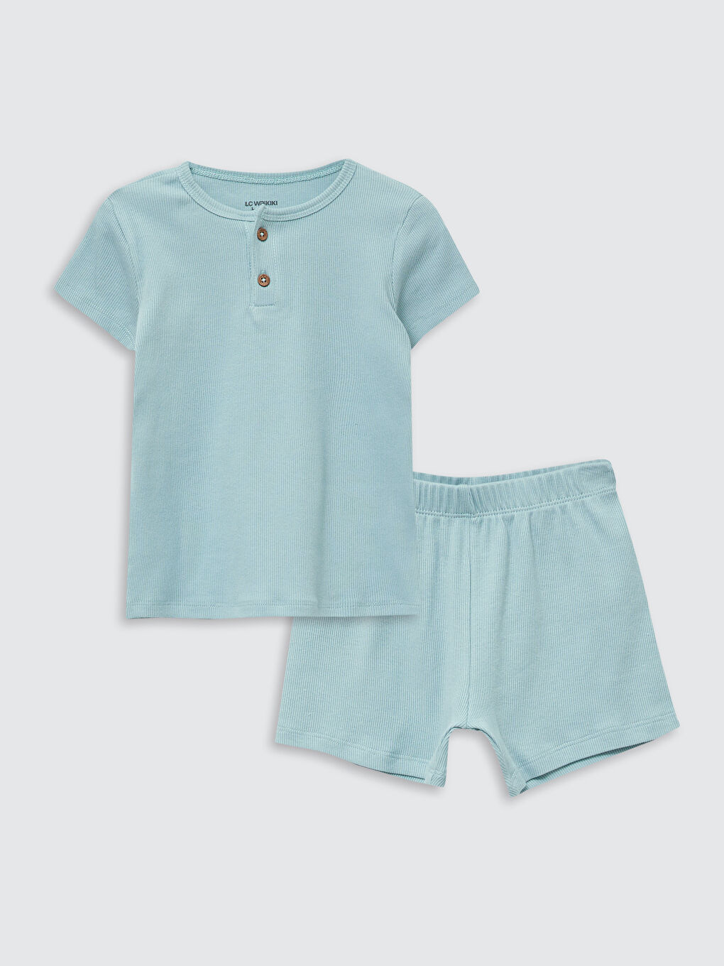 Crew Neck Short Sleeve Basic Baby Boy Pajamas Set