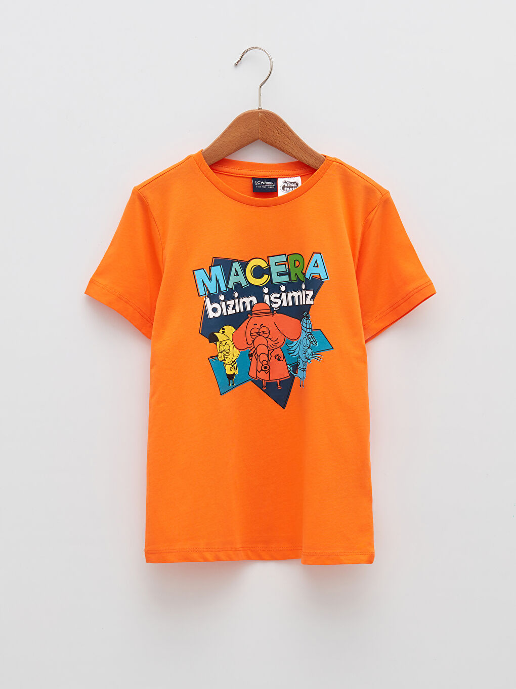 Turuncu Bisiklet Yaka Kral Şakir Baskılı Kısa Kollu Erkek Çocuk Pijama Takımı-1