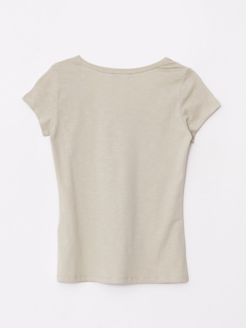 T-shirt en Coton à Manches Courtes Droites avec Encolure en V pour Femmes-6