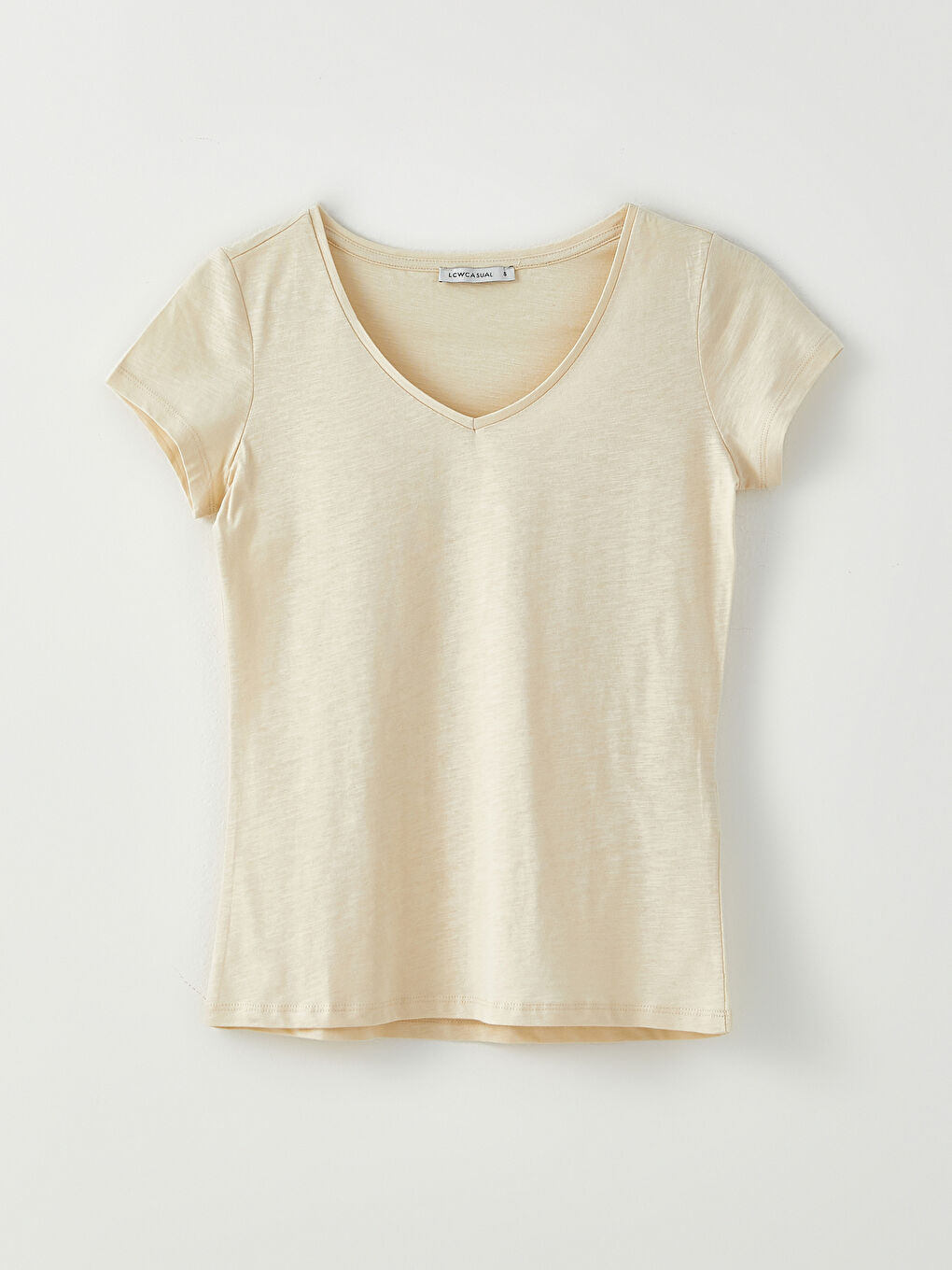 V-neck Straight Short Sleeve Cotton Women's T-Shirt-5