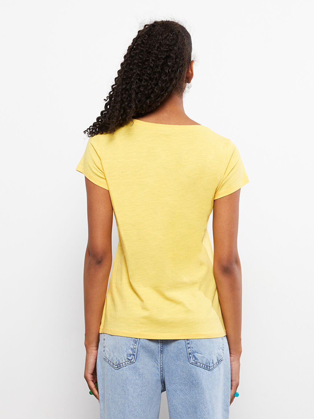 LCW Vision V-neck Straight Short Sleeve Cotton Women's T-Shirt -S26516Z8-G5J