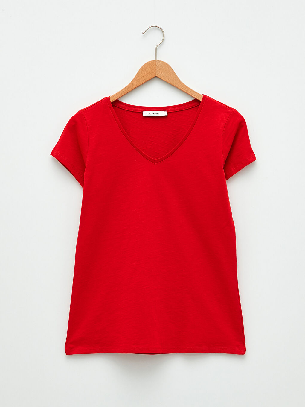 V-neck Straight Short Sleeve Cotton Women's T-Shirt-5