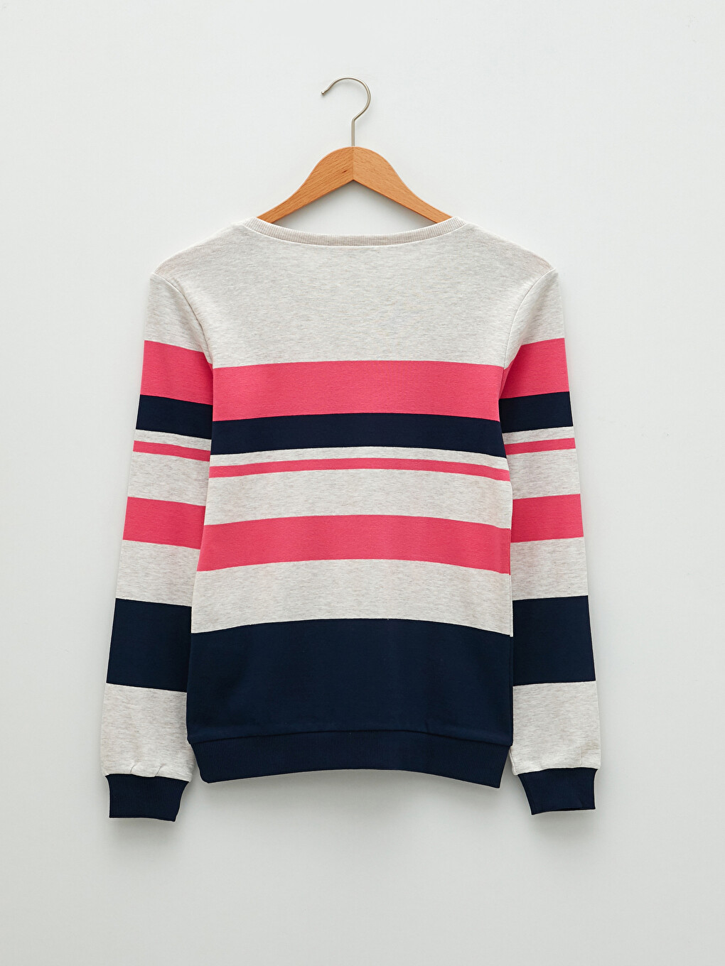 Crew Neck Color Block Long Sleeve Cotton Women's T-Shirt-7