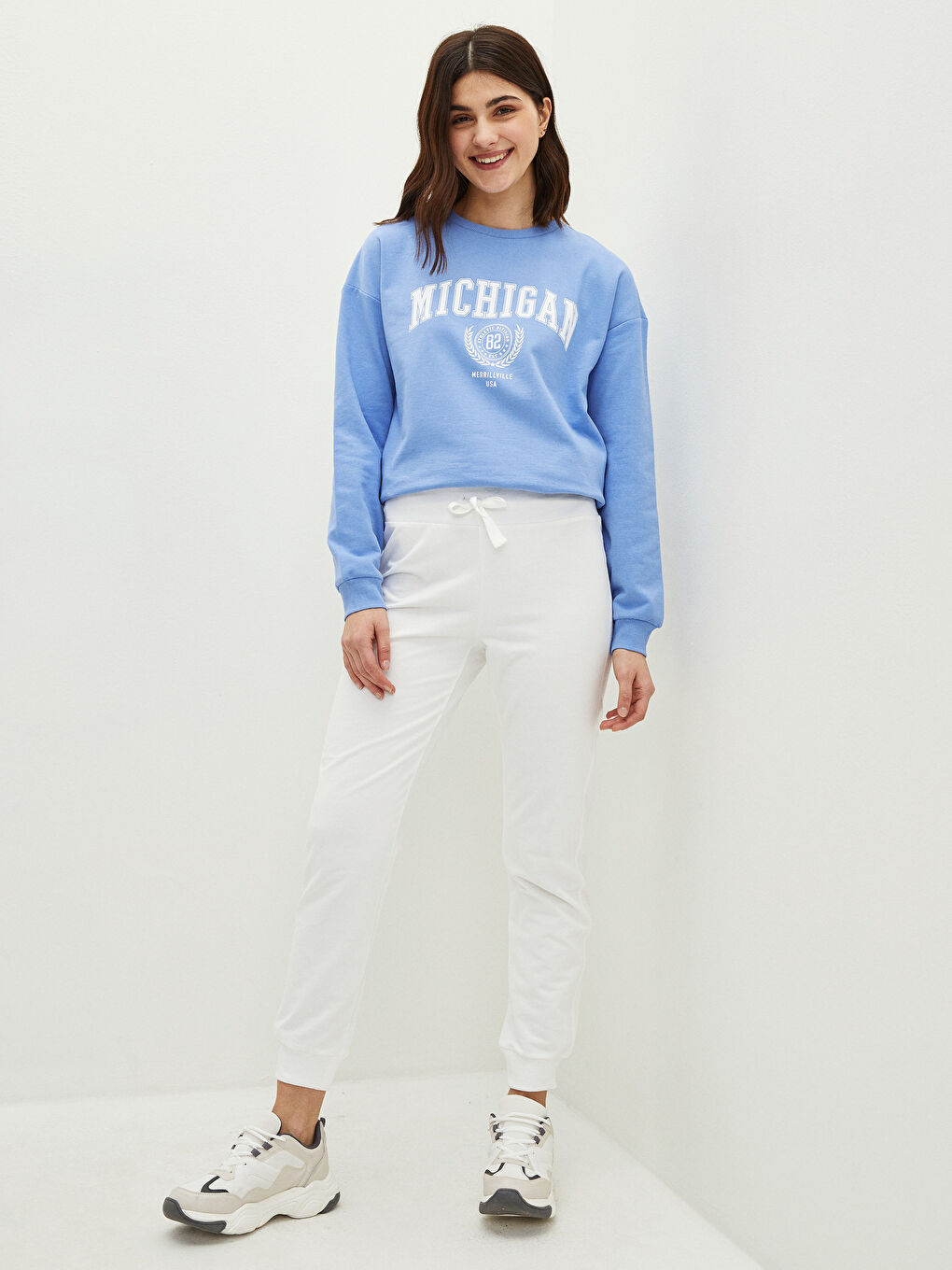 Women's Elasticated Waist Plain Jogger Sweatpants-2