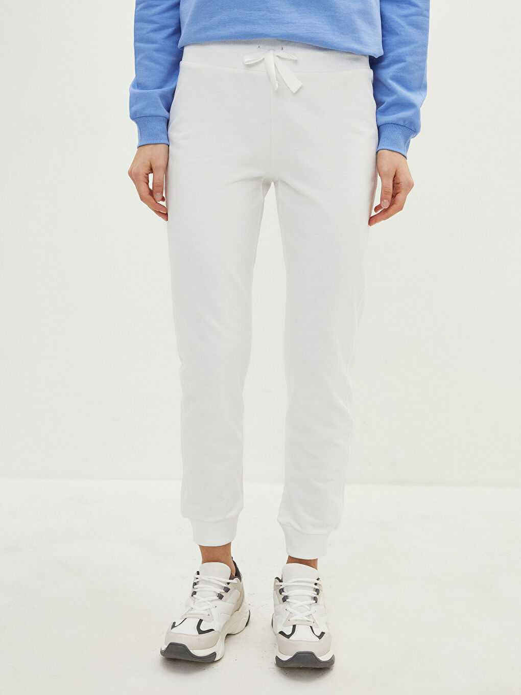 Women's Elasticated Waist Plain Jogger Sweatpants-3