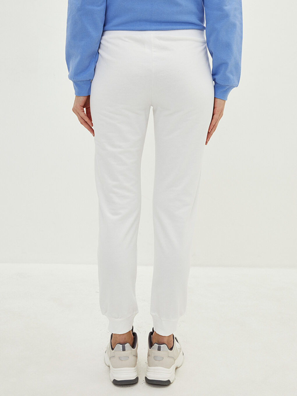 Women's Elasticated Waist Plain Jogger Sweatpants-4