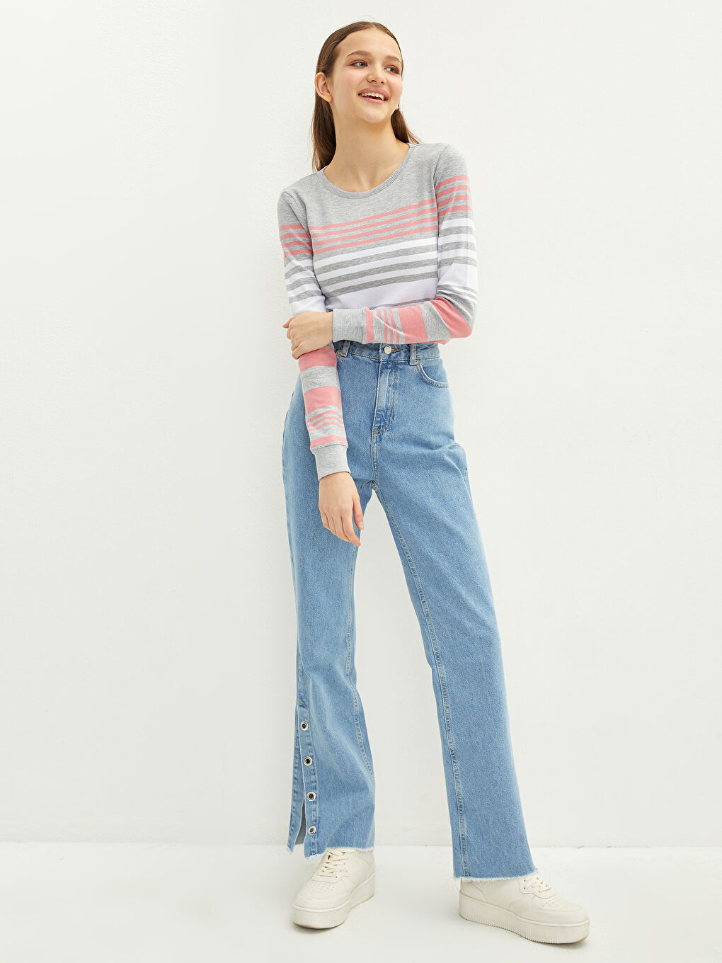 LCW Vision Crew Neck Striped Long Sleeve Women's T-Shirt -S26530Z8-LFY