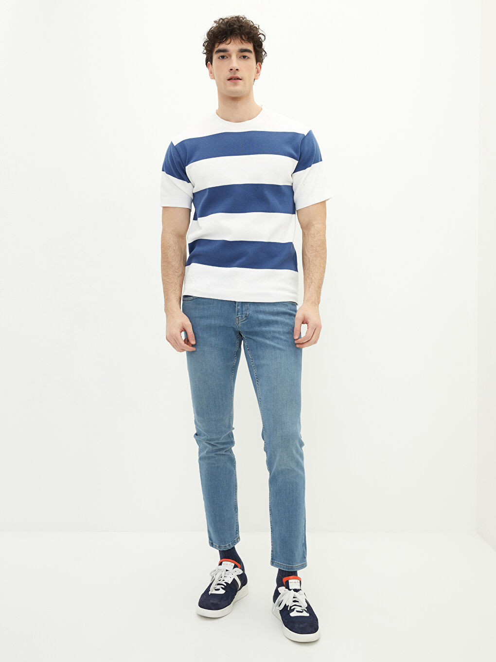 İndigo Bisiklet Yaka Kısa Kollu Renk Bloklu Erkek Triko Kazak-2