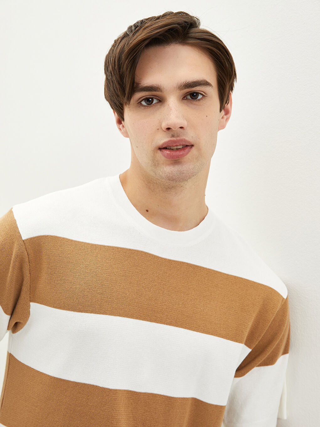 Crew Neck Short Sleeve Color Block Men's Knitwear Sweater