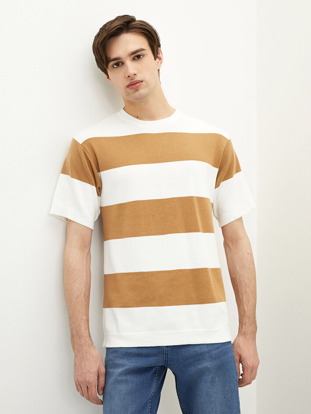 Crew Neck Short Sleeve Color Block Men's Knitwear Sweater-1