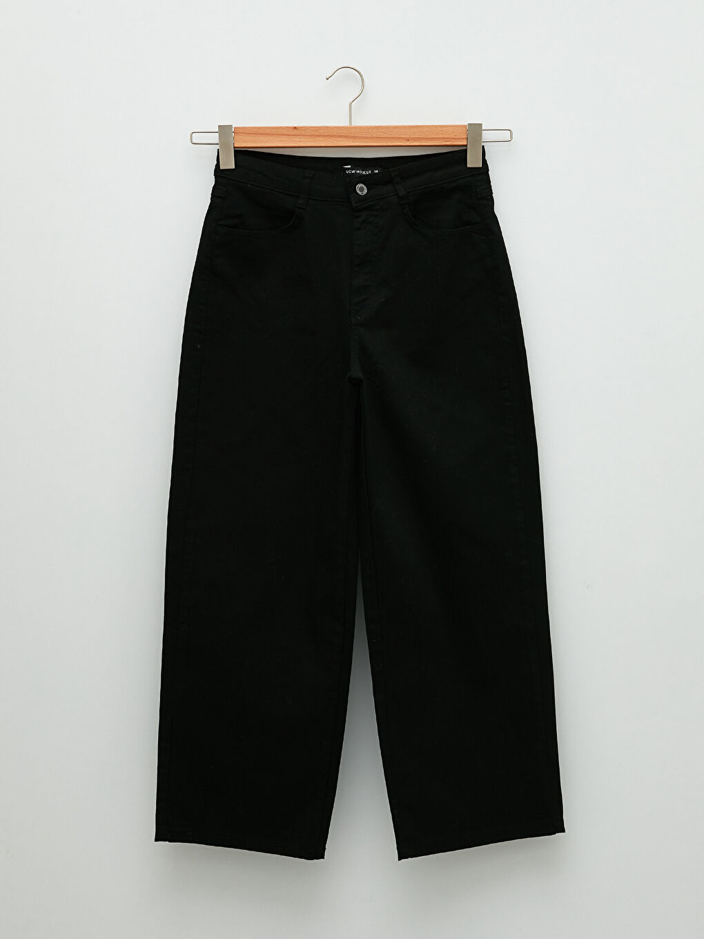 Standard Fit Straight Pocket Detailed Wide Leg Gabardine Women's Trousers-5