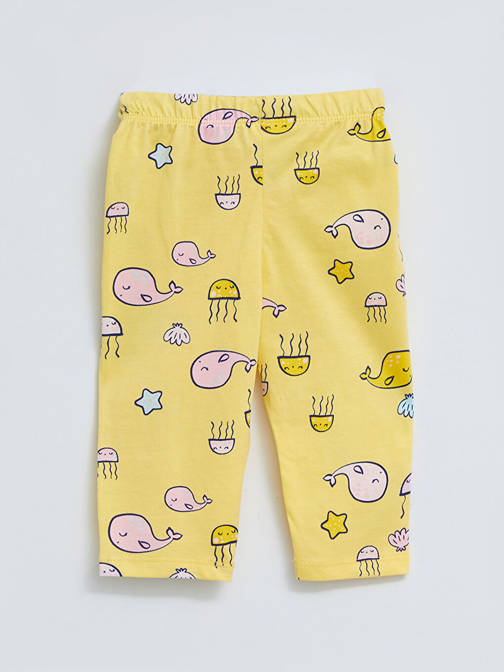 Polo Collar Short Sleeve Printed Cotton Baby Girl Pajamas Set-4