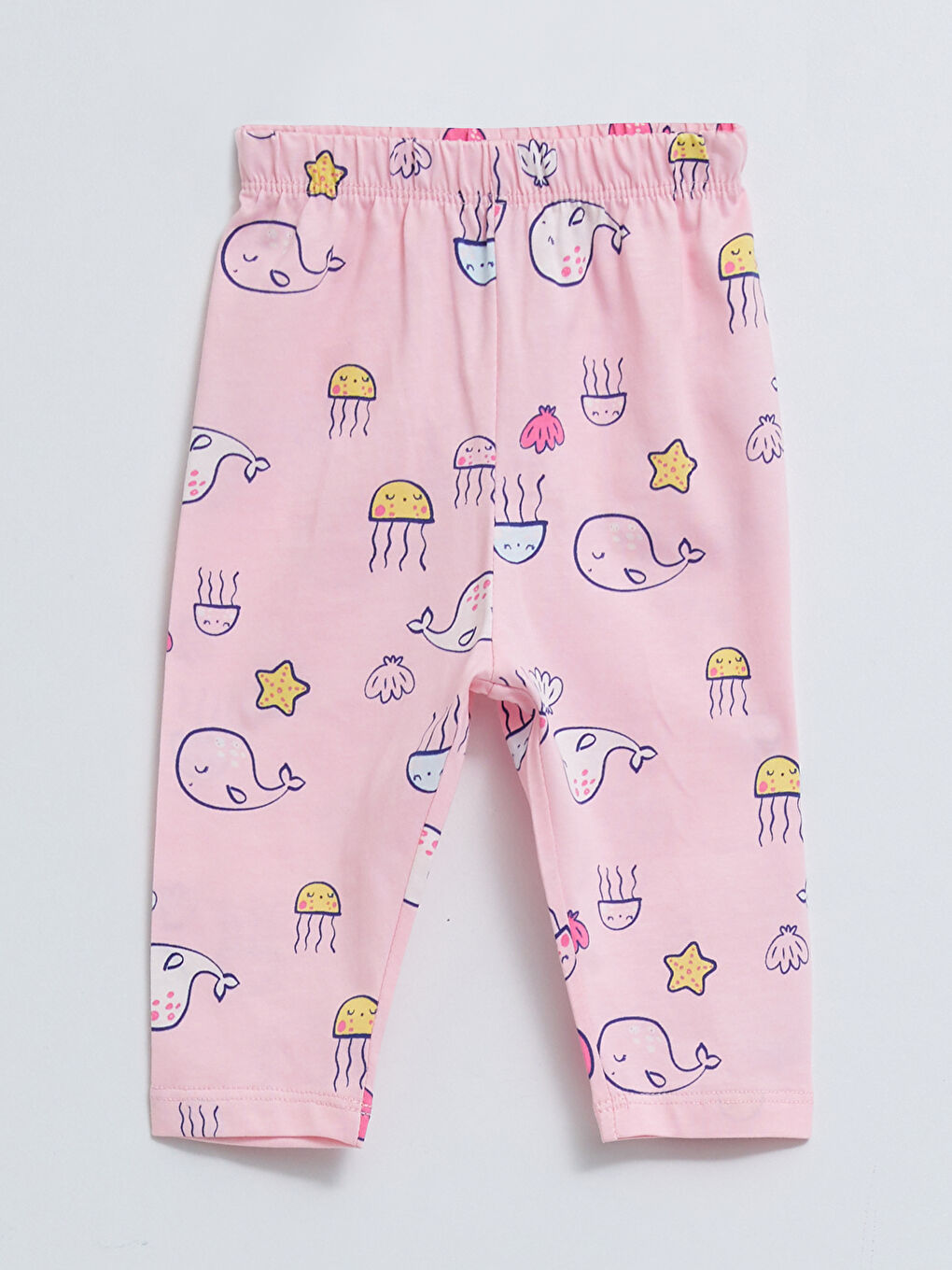 Polo Collar Short Sleeve Printed Cotton Baby Girl Pajamas Set-2