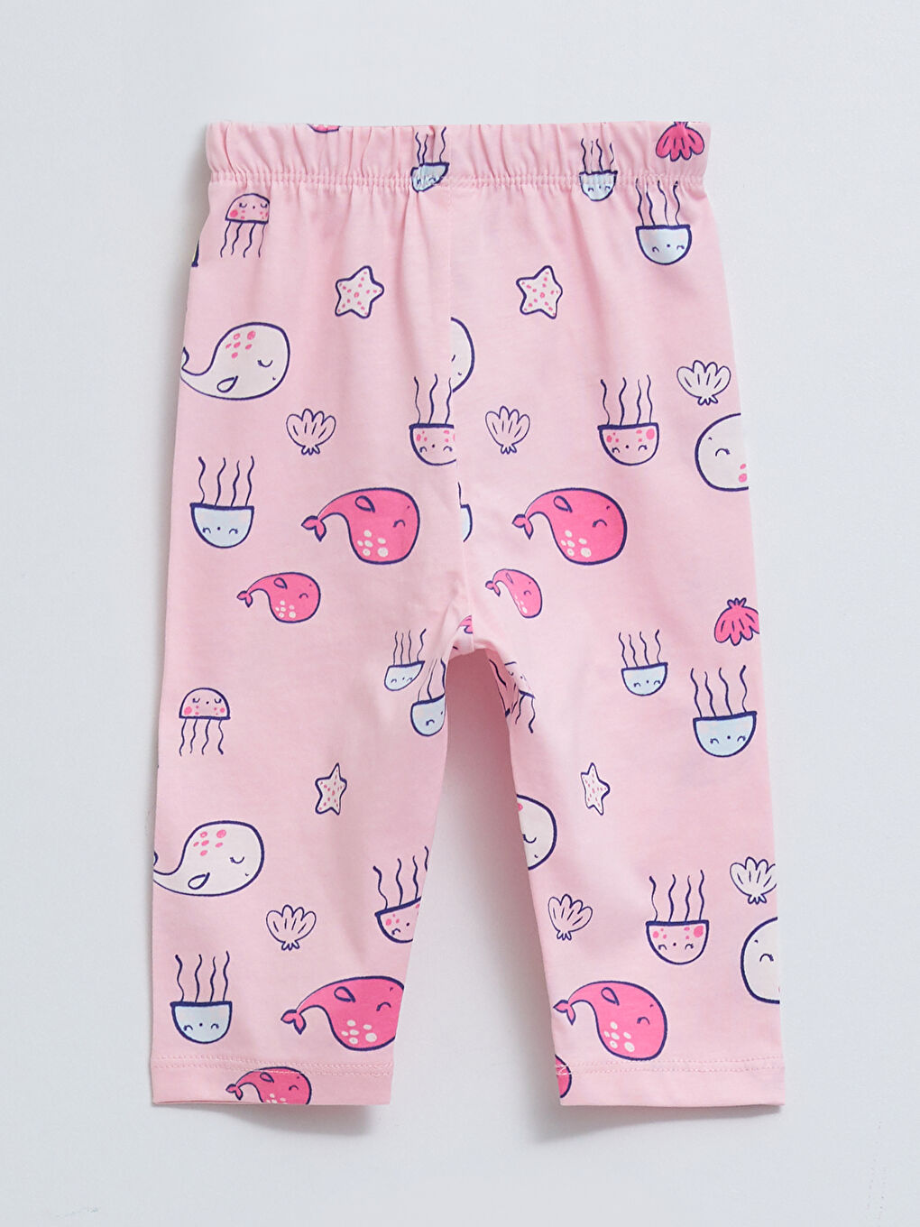 Polo Collar Short Sleeve Printed Cotton Baby Girl Pajamas Set-4