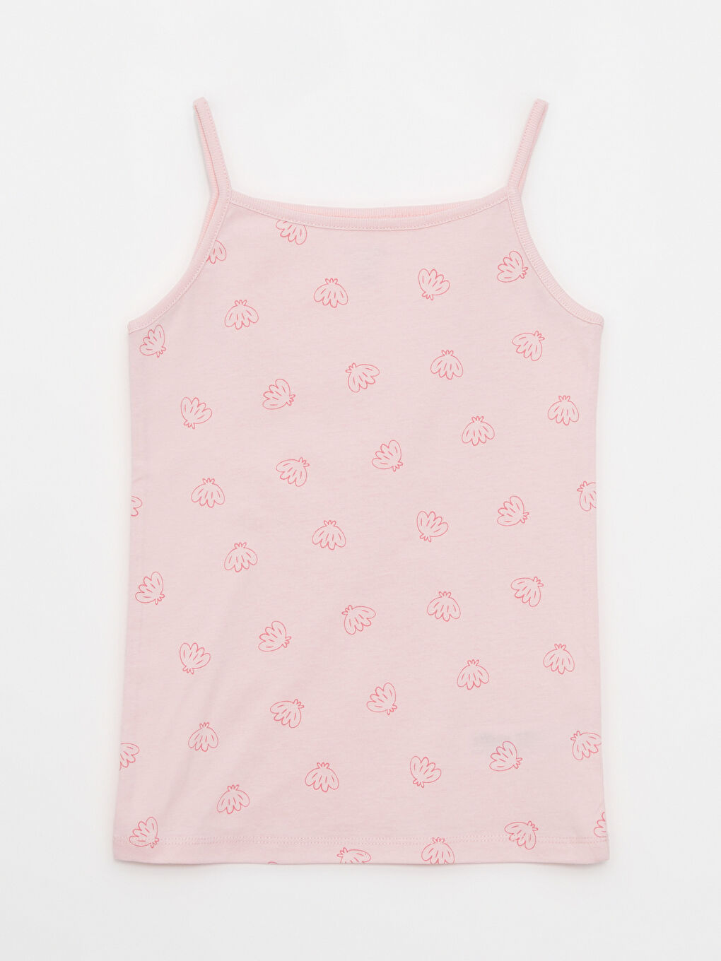 Pembe Kare Yaka Askılı Baskılı Kız Bebek Atlet 2'li-1