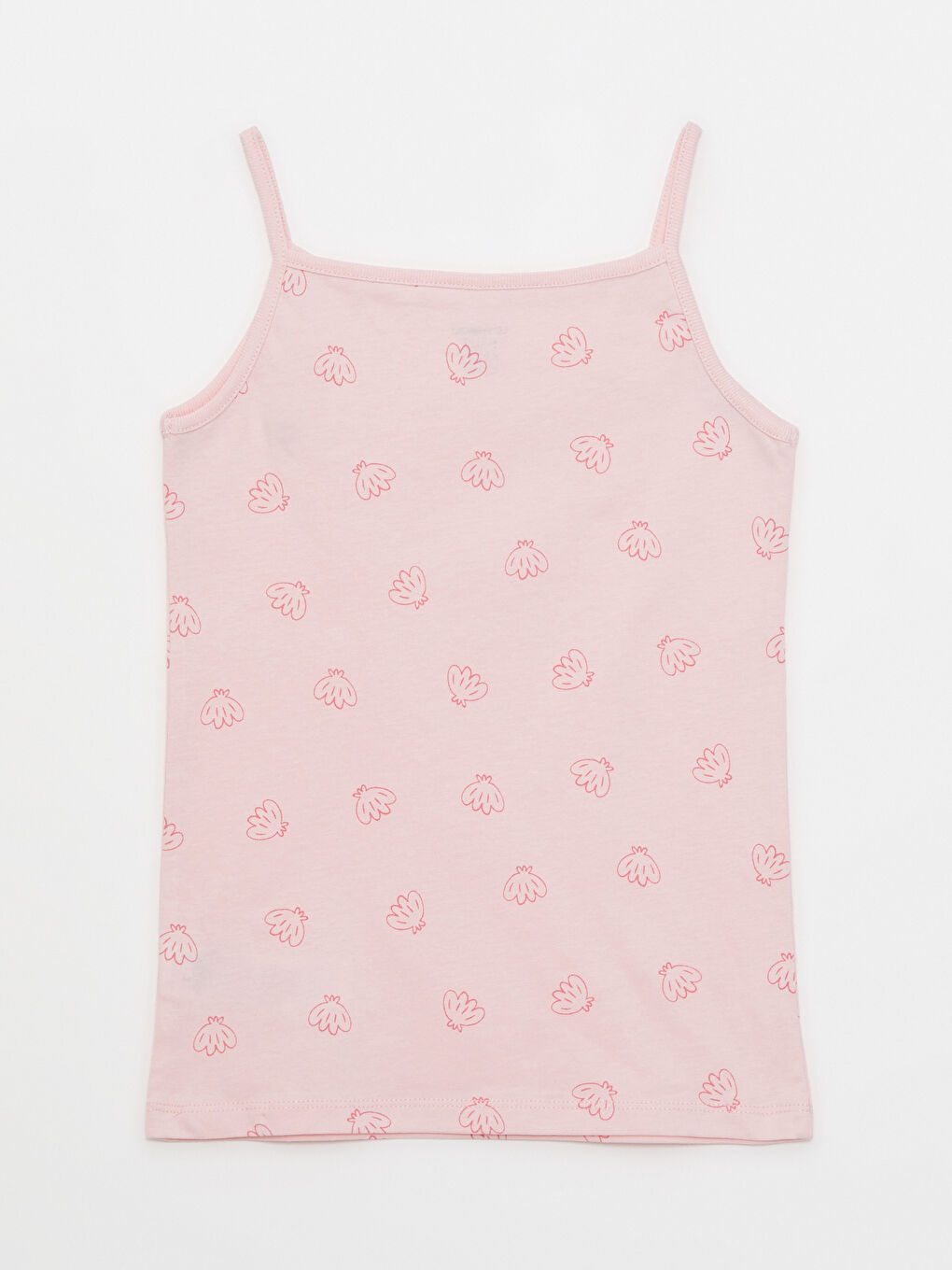 Pembe Kare Yaka Askılı Baskılı Kız Bebek Atlet 2'li-2