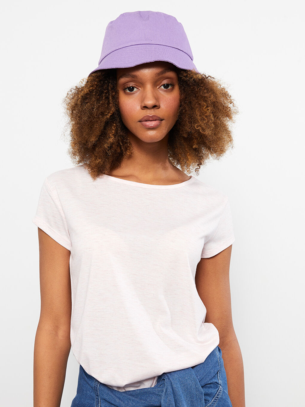 تي شيرت سادة بياقة دائرية بأكمام قصيرة للسيدات-1