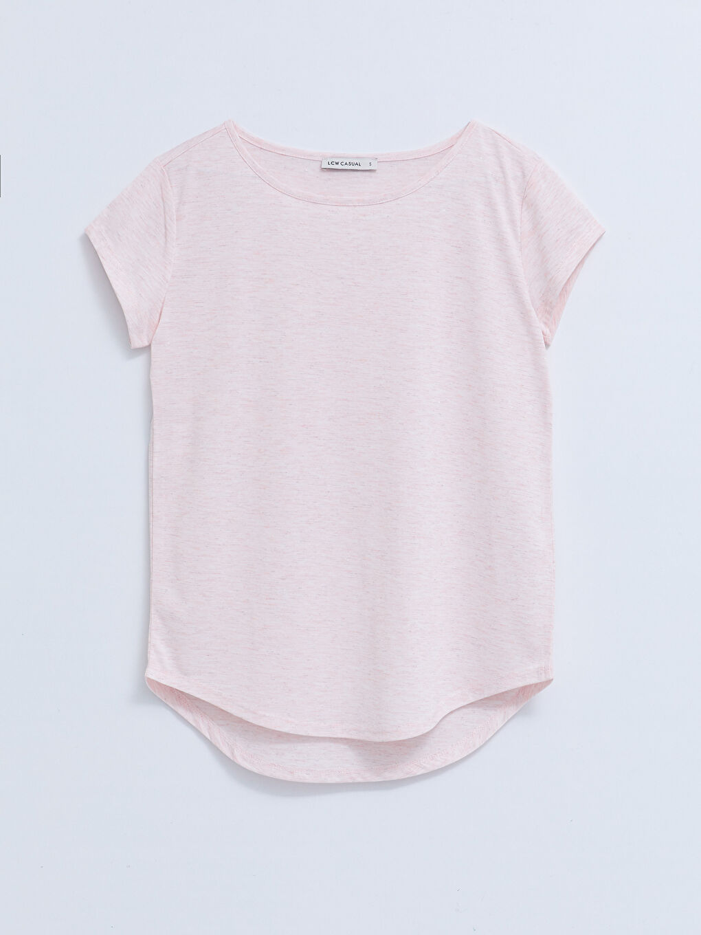 تي شيرت سادة بياقة دائرية بأكمام قصيرة للسيدات-5