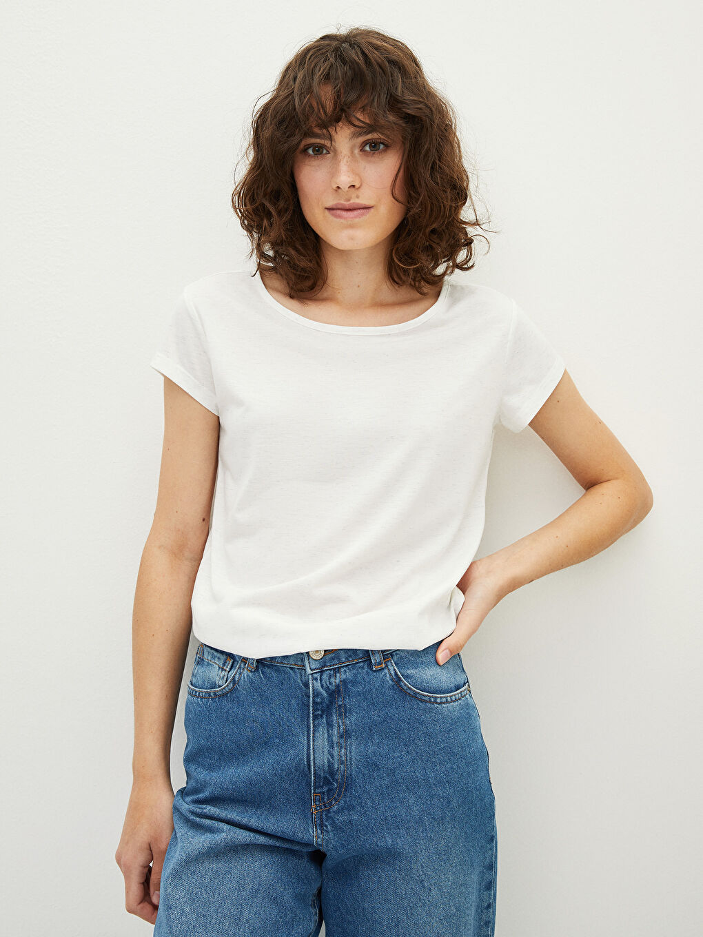 Rundhalsausschnitt Schlicht Kurzarm T-Shirt für Damen-2