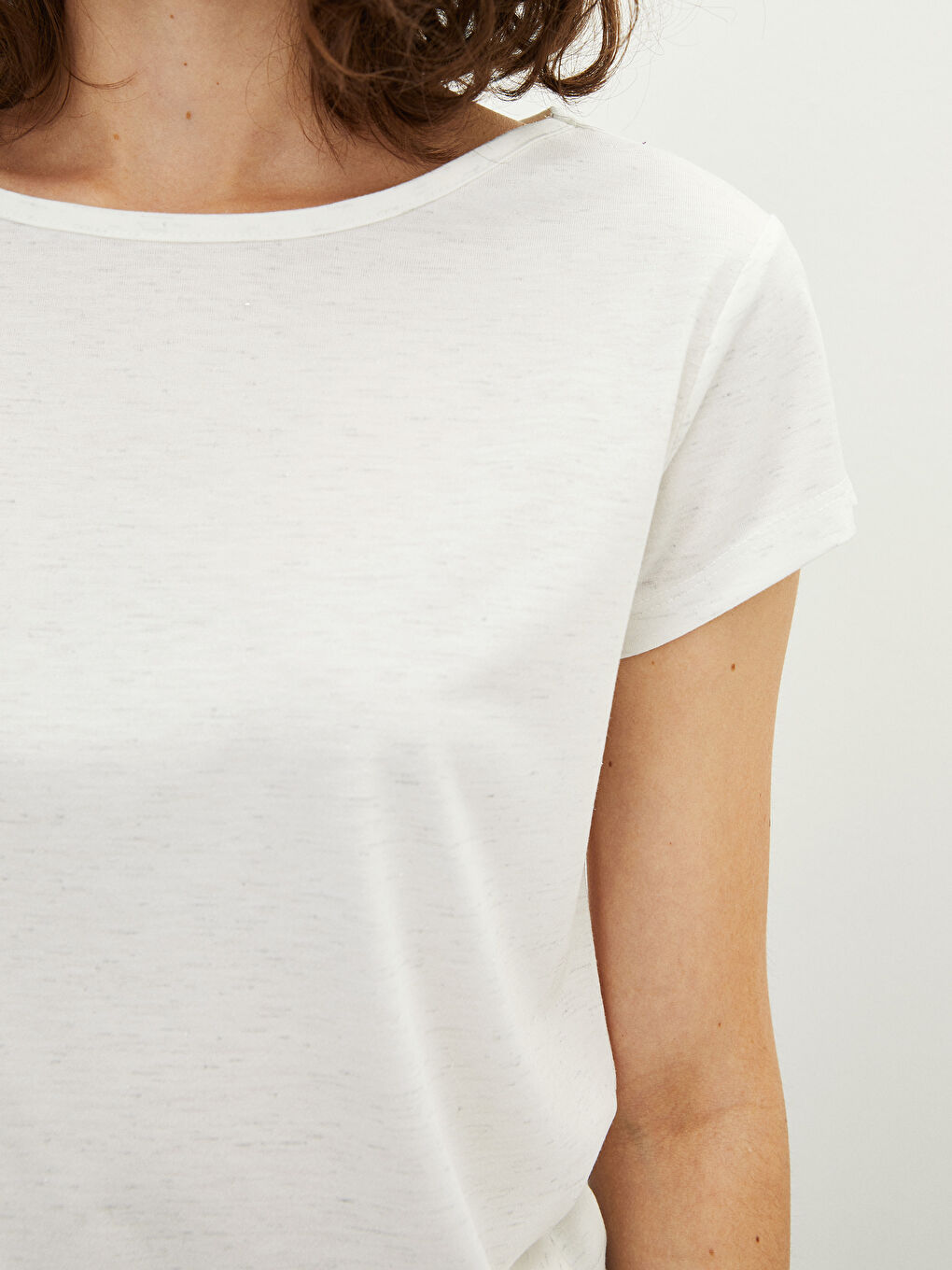 Rundhalsausschnitt Schlicht Kurzarm T-Shirt für Damen-5